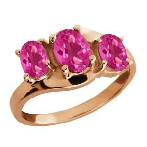   Ct Genuine Oval Pink Mystic Topaz Gemstone 18k Rose Gold Ring: Jewelry