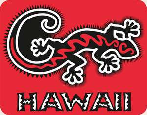 HAWAIIAN Vintage Art Decal HAWAII Luggage Sticker Gecko  