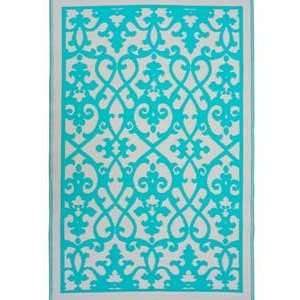  Venice Outdoor Rug in Cream and Turquoise