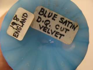 ANTIQUE Blue Satin DIAMOND QUILTED Cut Velvet VASE #2  