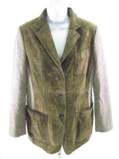 ETRO Green Suede Herringbone Blazer Jacket Sz 44  