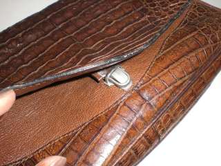 Edel Jaguar IRV Leder Kroko Tasche Handtasche Bag Vintage Braun VTG 
