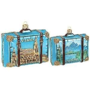 Austria Travel Suitcase Polish Glass Christmas Ornament  