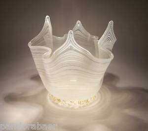 Taschentuch Vase Glas Murano fazzoletto Fadenglas  