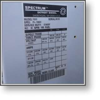 Spectrum Detroit Diesel 180GS   180 KW Generator + TRANSFER SWITCH 