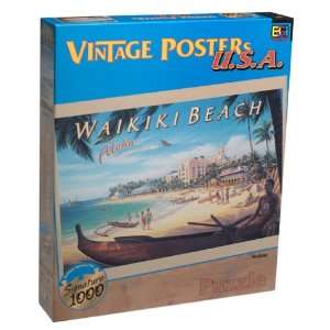   Vintage Posters U.S.A. Waikiki Beach 1000 Piece Puzzle Toys & Games