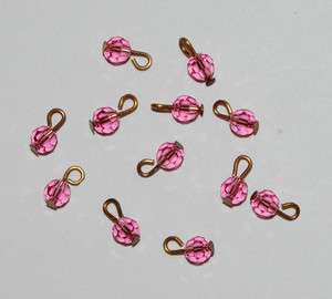   TINY FACETED GLASS BEAD ROSE PINK DOLL DANGLE DROP BEADS 3mm  