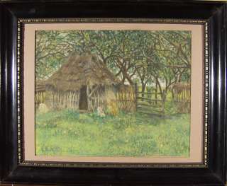 Alter Bauernhof Pastell ca. 1900 Lwów Polen  