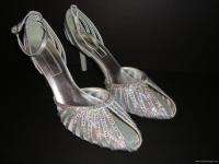 Manichi Mani Silver BLING High Heel Open Toe Pumps Shoes 8.5 8 1/2 NEW 
