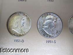 35 US FRANKLIN SILVER 50c HALF DOLLAR SET 1948 1963 P/D/S 1953S 1963 