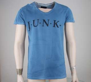 Mens Junk De Luxe Washed V Neck Blue T Shirt O1 RRP £35  