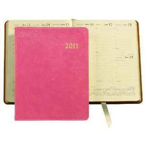 Graphic Image 2011 Desk Diary, Goatskin Leather, Pink 