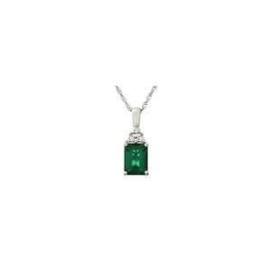  ZALES Emerald Cut Lab Created Emerald and Diamond Accent 