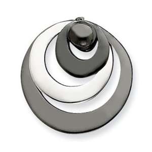  Sterling Silver & Rhodium Polished Circle Pendant: Jewelry