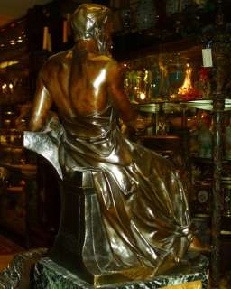 Edouard Drouot Classical Bronze Philosopher Sculpture  