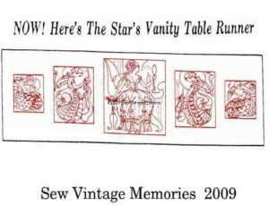 Vanity Runner Vintage Lady Redwork Embroidery Pattern  