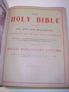 ANTIQUE HOLY BIBLE C. 1895 ENGRAVINGS  