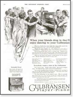1919 Gulbransen player piano print AD O. Woodra art  