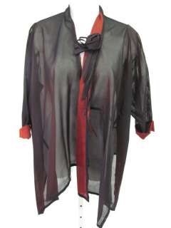 VIVIENNE TAM Black Red Sheer Long Sleeve Open Jacket 3  