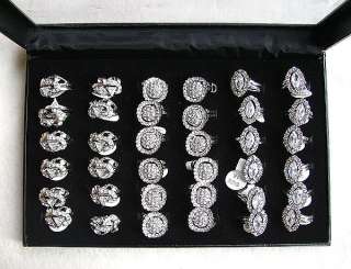 Wholesale 36 P air s Mixed Sweet Double Crystal Rhinestone Rings