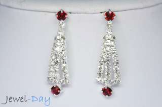 Crystal Ruby Wedding Set Necklace Earrings 18 Karat  