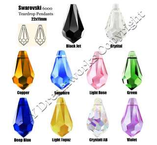 10p Wholesale Swarovski Crystal 6000 Teardrop Pendants  