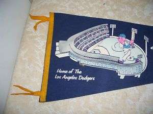 RARE early 1960s Los Angeles Dodgers stadium pennant  