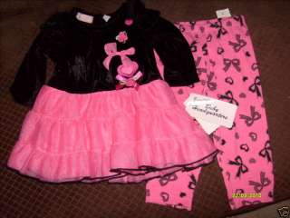 NWT NEW GIRLS 2PC PINK TULLE WINTER OUTFIT SET SZ 18M  