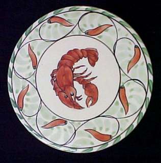 Jose Dovis Lobster Folkart Retired Pottery Trivet Green  