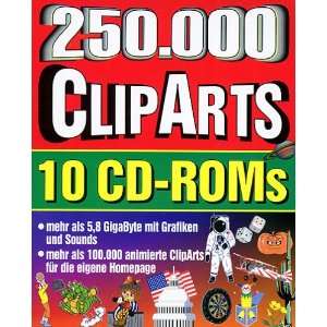 Zweihundertfünfzigtausend ClipArts, 10 CD ROMs 105.000 animierte GIFs 