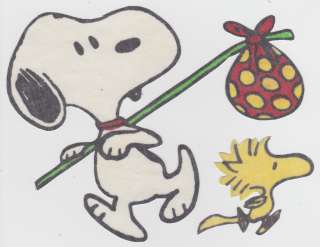 SNOOPY & WOODSTOCK PEANUTS VINTAGE HOBO FABRIC APPLIQUES IRON ONS 