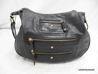 Tods Black Leather Luna Media Hobo Bag  