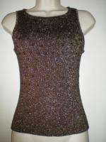 CACHE Beaded TOP S Copper Metallic RIBBED OCCASION Bead  
