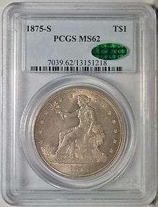 1875 S Trade dollar, PCGS MS62 CAC  