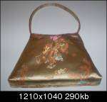 Elegant Silky Gold Dragon Brocade Hand Bag Purse  