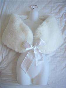 LARGE WHITE Faux Fox Fur Cape Stole Shawl Wrap Bridal  