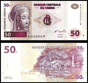 Congo P 91 50 Francs 04.01.2000 Unc. Banknotes Africa  