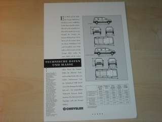 44129) Chrysler Voyager   technische Daten + Maße   Prospekt 10/1994 