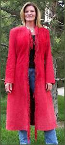Womens XL Fringe Suede Western Trench Coat Jacket Super Quality 
