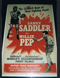 RARE 1951 Willie Pep vs Sandy Saddler boxing poster  