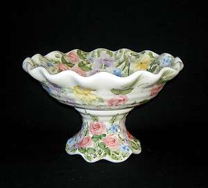 TABLETOPS UNLIMITED ENGLISH GARDEN FOOTED COMPOTE PEDESTAL BOWL  