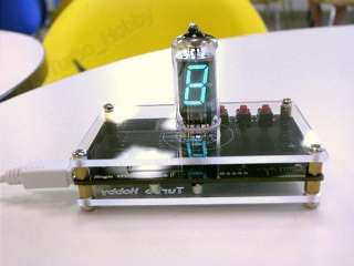 Single Tube VFD Clock with Acrylic Case, side view tube  