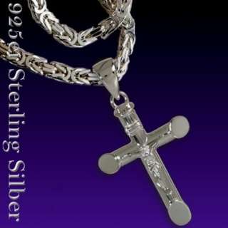 Anhänger Kreuz m.Jesus + 3,5mm Königskette 925 Silber  