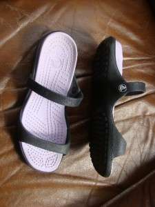 Crocs Womens Cleo Sandals Black sz 9 Slip ons Slides Shoes Nice  
