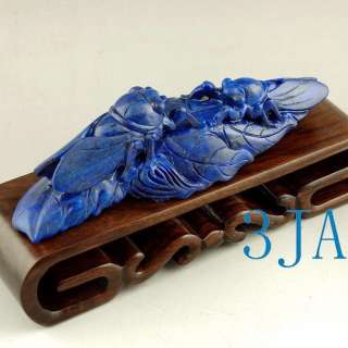 Genuine Lapis Lazuli Gemstone Carving / Sculpture / Statue: Cicadas 