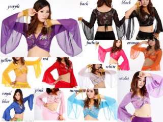 Belly Dance Costume Embroidery Top+ Ruffle Split Skirt  