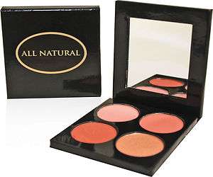 All Natural 4 Color Compact Blush Palette w/ Mirror   Peach Blossom 