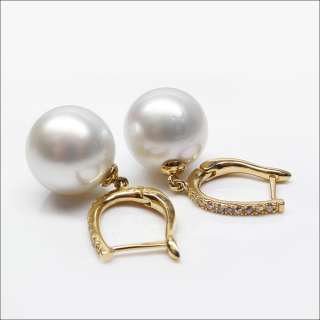 BEAUTIFUL!ROUND WHITE 13.25MM NATURAL SOUTH SEA PEARL 14K GOLD 