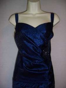 JESSICA HOWARD Woman Navy Blue Shutter Pleat Formal Gown dress 