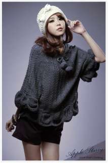 Korea Women Knit Tops Knitting Kintwear Sweater Hoodies Jumpers Poncho 